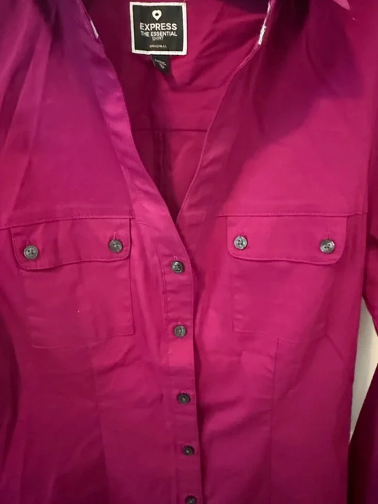 Express Magenta Button-Up Shirt - Picture 3 of 7
